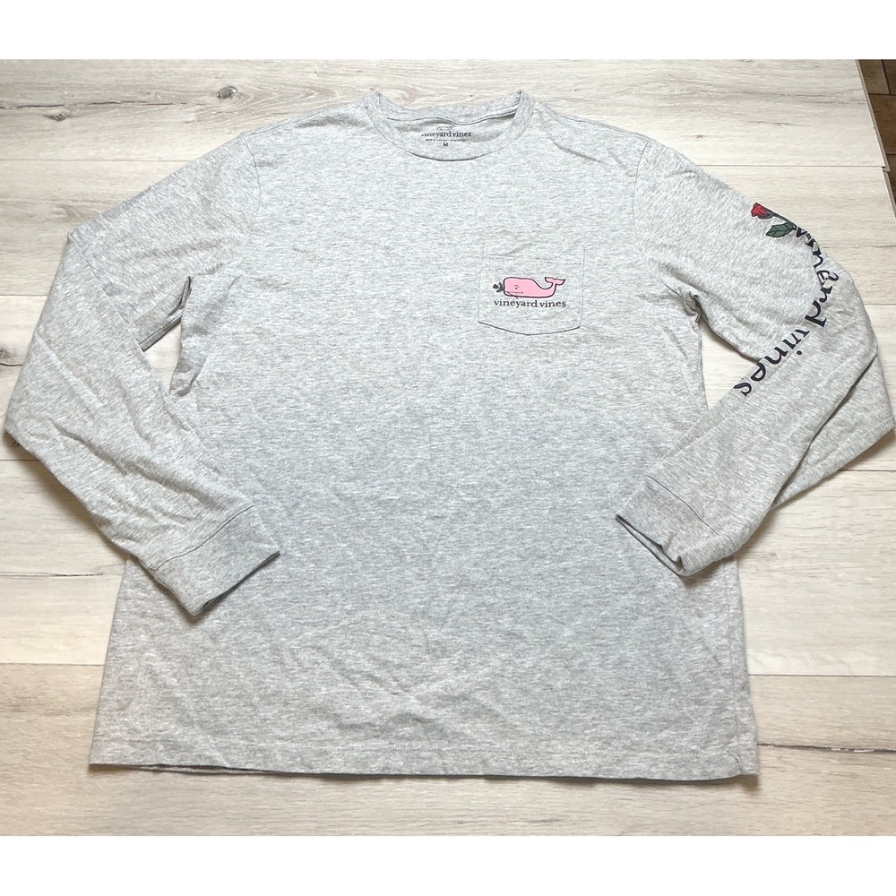 Vineyard Vines Long Sleeve Whale Logo T-Shirt Mens Size Medium Gray PreLoved